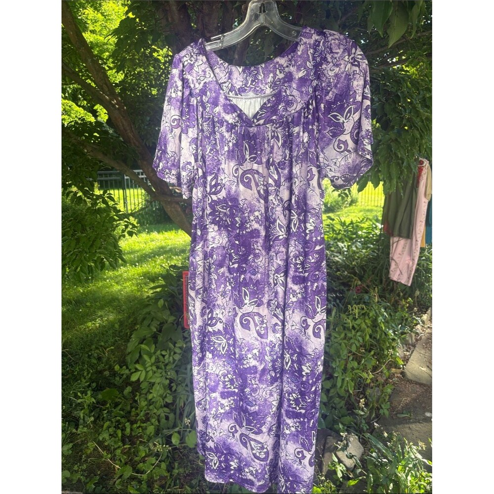 Purple Floral Midi Mumu Dress